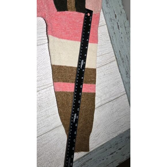 H&M Pullover Sweater Small Pink Striped Knit Wool High Neck Long Sleeve Retro - Picture 9 of 9